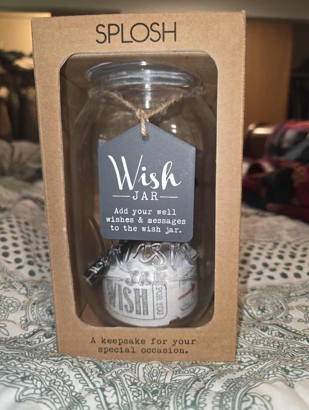 Wish Jar - Clear Glass with Black Tag